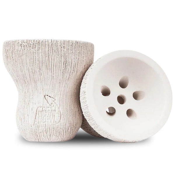 White Turkish style hookah bowl with textured finish and multiple holes
