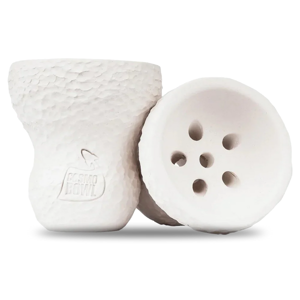 Turkish white textured hookah bowl with multiple holes for shisha, clay material