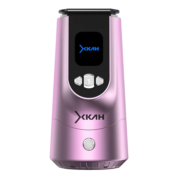 Pink compact electronic shisha charcoal burner with control buttons and digital display