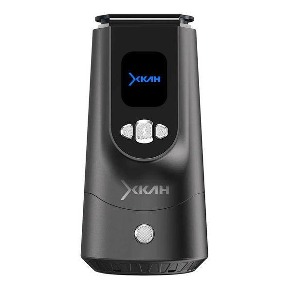 Electric hookah charcoal burner with digital display and control buttons, black finish
