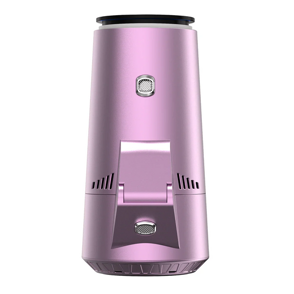 Pink portable shisha charcoal heater with vents and mesh grill, modern design