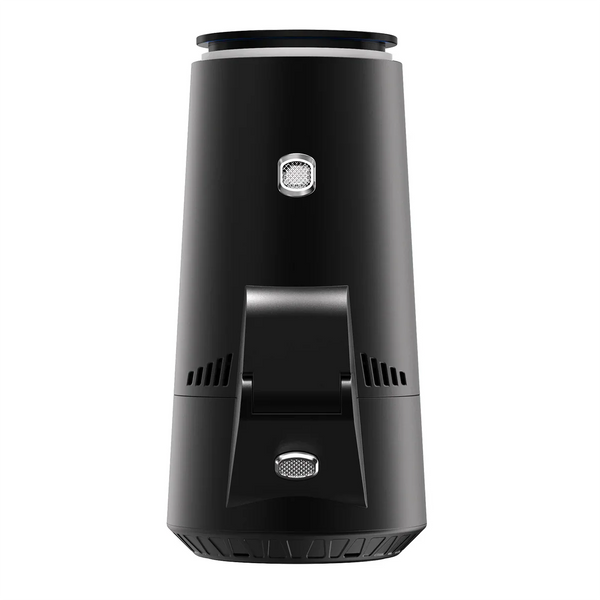 Sleek black electric hookah charcoal burner with vented sides and metal mesh accents