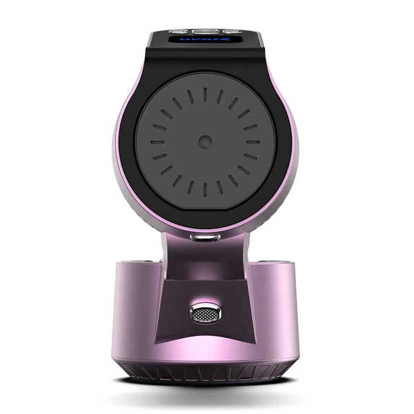 Purple electric hookah charcoal burner with circular heating plate, modern design