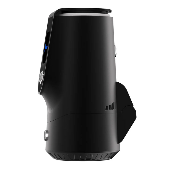 Sleek modern black electric shisha charcoal burner with digital display side view