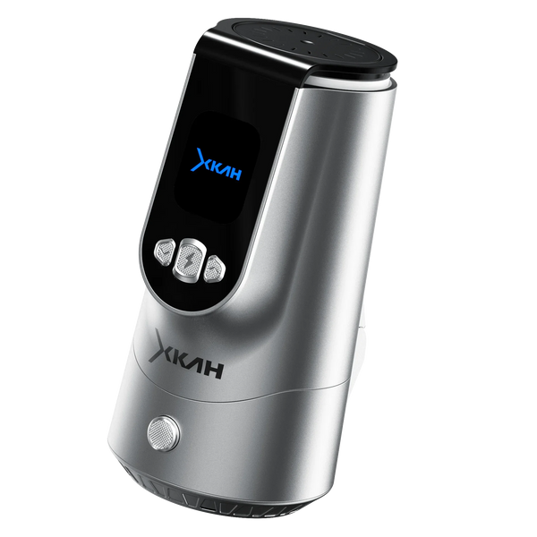 Modern silver shisha heat management device with digital display and control buttons