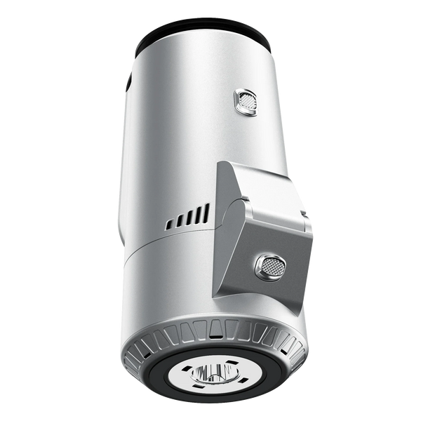Close-up of a silver electric charcoal burner for shisha with modern design