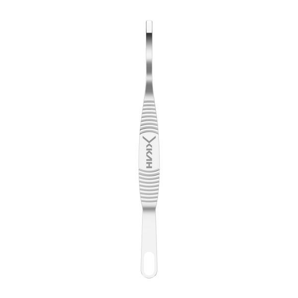Stainless steel shisha charcoal tong with ribbed handle and cutout loop end