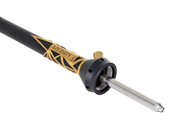 Black and gold shisha stem with metal downstem and decorative EMBERY accents