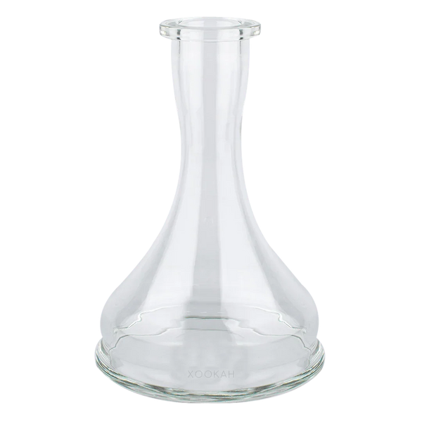 Clear glass hookah base on plain background, replacement part for shisha pipe