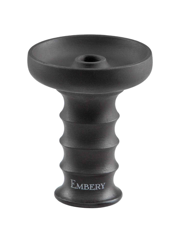 Black Embery shisha bowl with grooved design on white background
