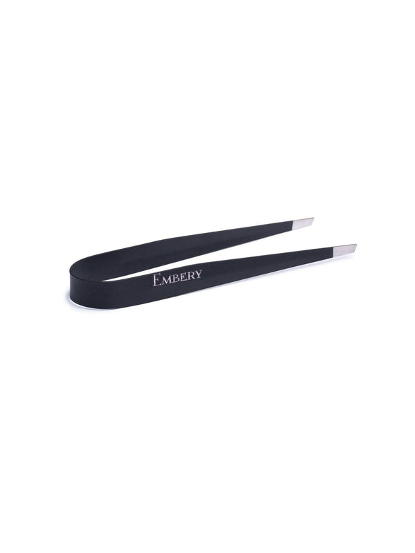 Black metal shisha tongs with Embery logo and silver tips on a white background