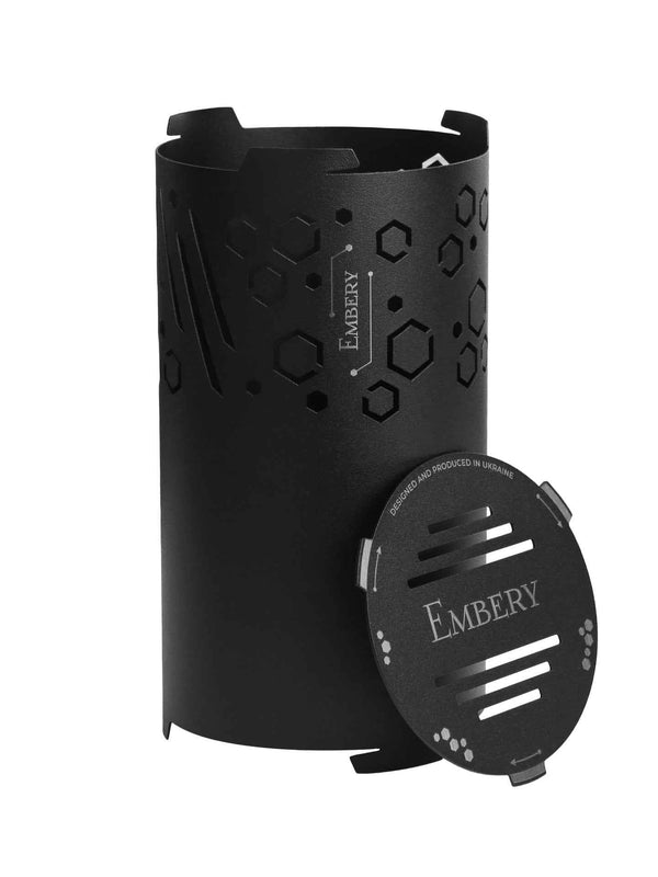 Black Embery hookah heat management device with geometric cutout design