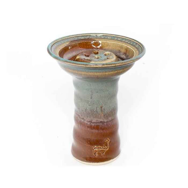 Ceramic shisha bowl with dragon scale glaze and alpaca logo for hookah setup