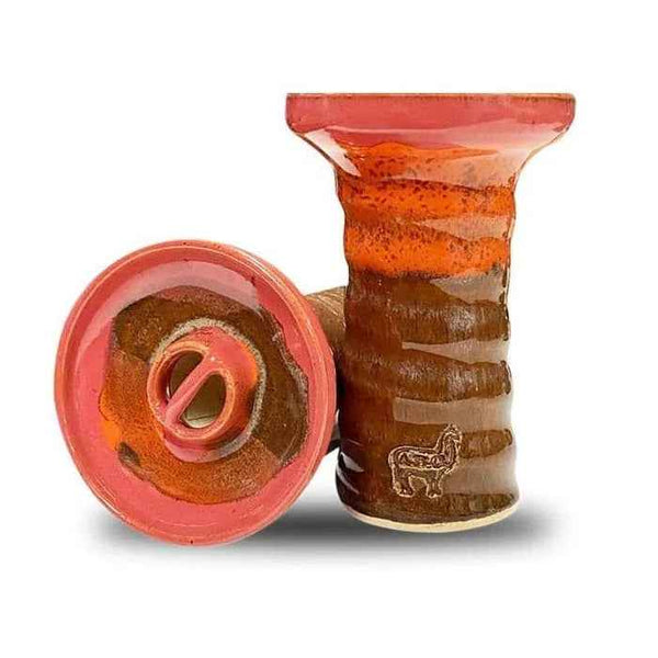 Alpaca Symphony Bowl Lava glazed clay hookah bowl with orange and brown tones