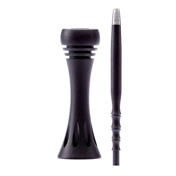 Black matte shisha mouthpiece and hose sleeve set, sleek modern design on white background