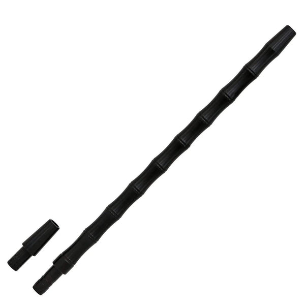 Black aluminium shisha mouthpiece with removable tip on white background