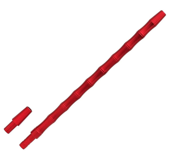 Red aluminium shisha mouthpiece with bone-inspired design on white background
