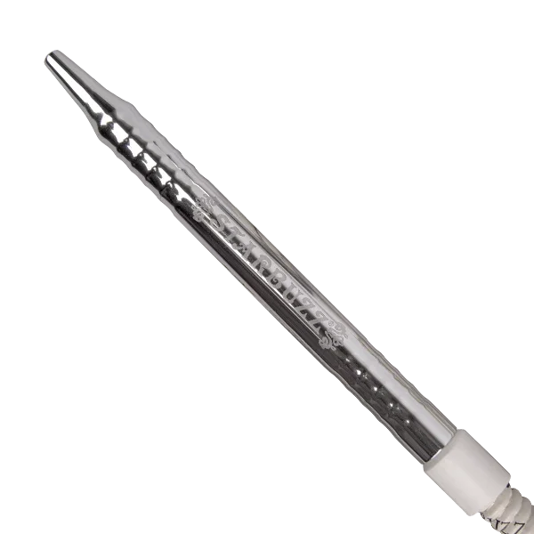 Aluminum hookah hose with decorative silver mouthpiece and white connector