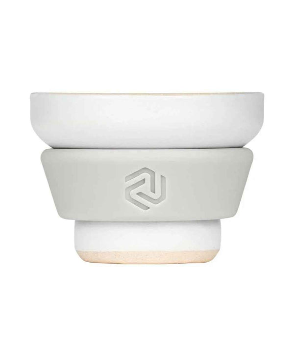 White and stone grey phunnel hookah bowl with textured logo on matte band