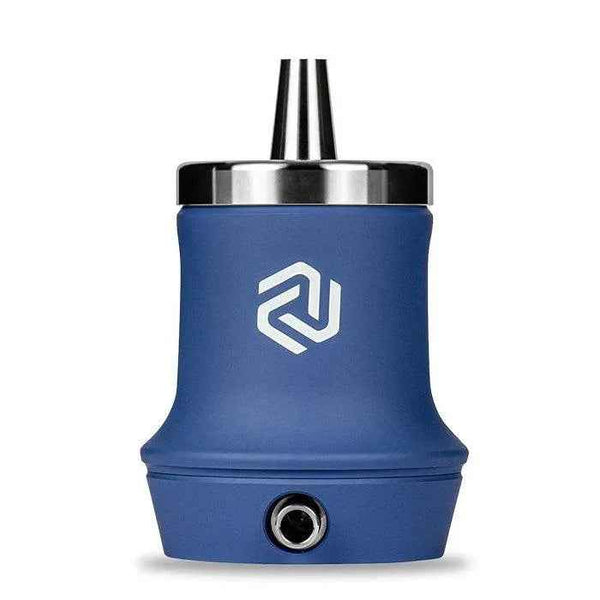 Cobalt blue portable shisha base with silver top and modern geometric logo
