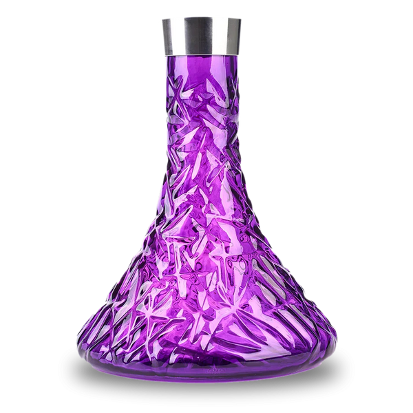 Textured purple shisha base with silver collar, modern hookah accessory on white background