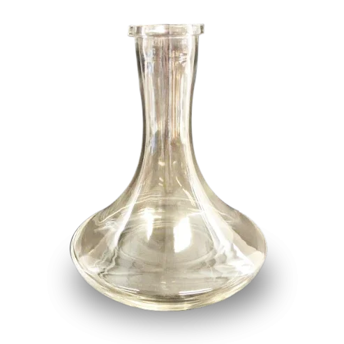 Clear glass hookah base with wide bottom for shisha pipe setup