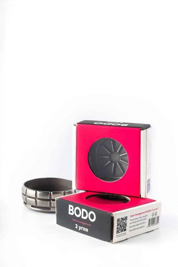 Bodo heat management device for hookah with packaging, stainless steel, 2-coal capacity