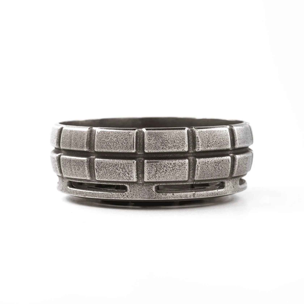 Metal hookah heat management device with grenade-style textured design on white background