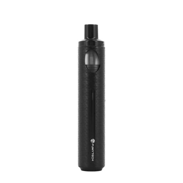 Black carbon fiber vape pen with sleek design on white background