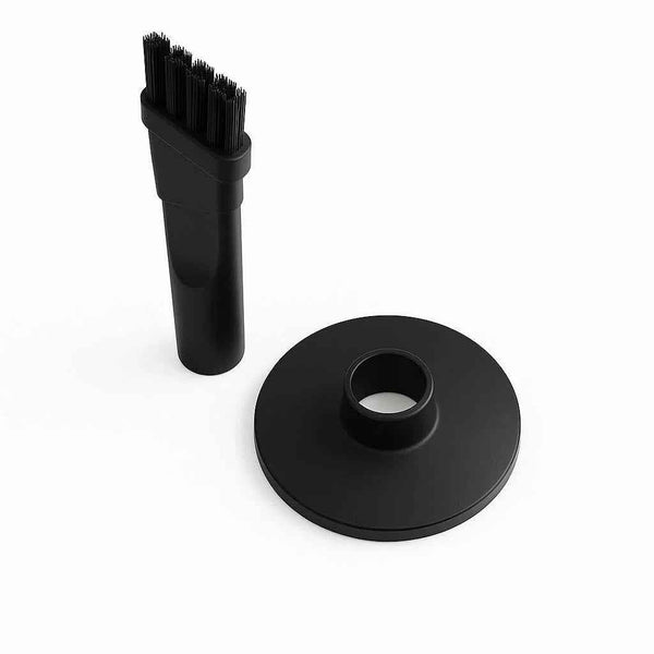Black hookah coal catcher and cleaning brush set on white background