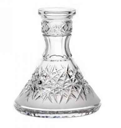 Clear crystal hookah base with intricate star pattern, cone shape, elegant glass design