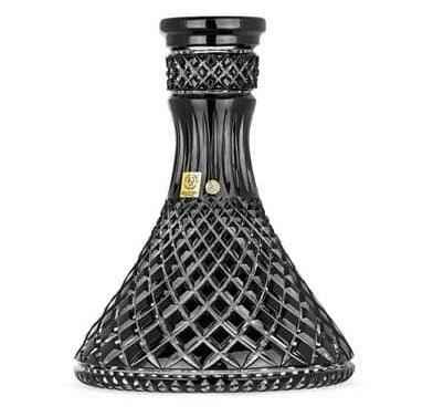 Black crystal hookah base with intricate diamond pattern and metallic details