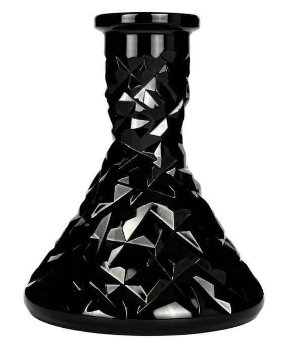 Black crystal geometric hookah base with reflective polygonal texture