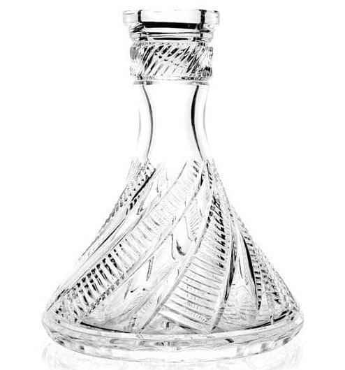 Clear glass hookah base with intricate snake skin pattern design