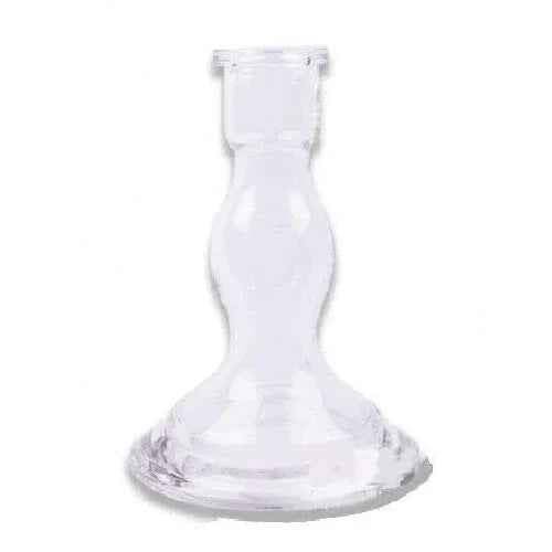 Clear glass shisha base with classic bulb shape on white background