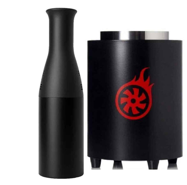 Black shisha coal catcher and turbine heat management device with red flame design