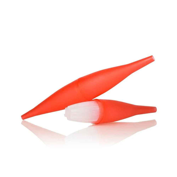Red hookah hose cooler with ice chamber, isolated on white background