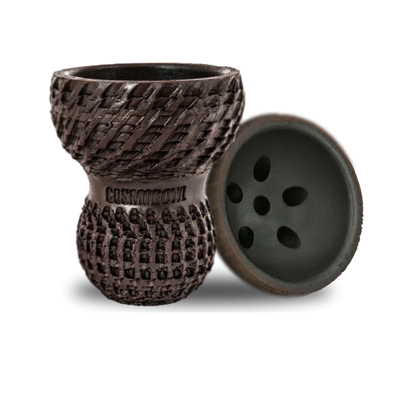 Textured Turkish-style hookah bowl with multiple holes, CosmoBowl engraved, dark finish