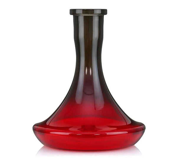 Red smoked glass Russian cone shisha base with flared bottom on white background