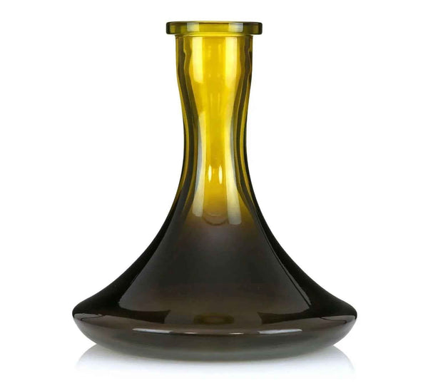 Yellow smoked glass Russian cone shisha base with a wide bottom and narrow neck