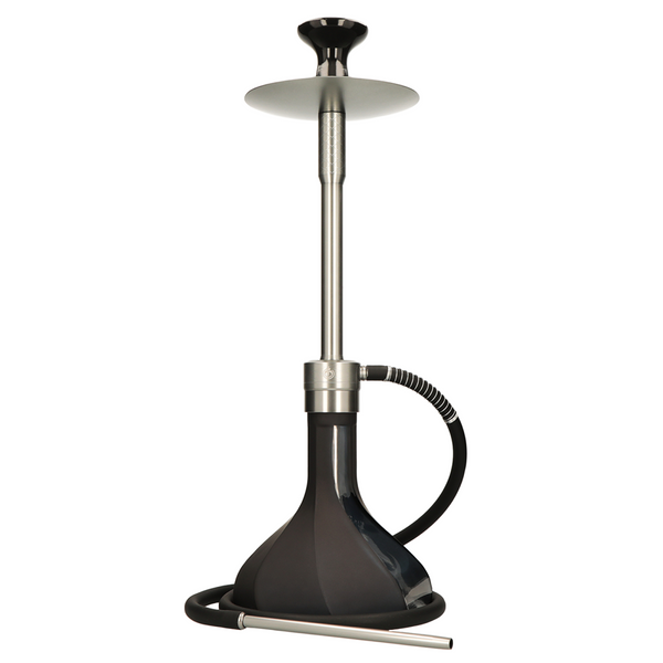 Black and silver hookah on a white background