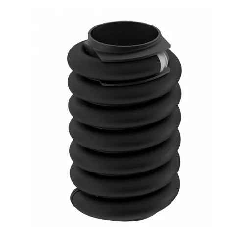 Black silicone shisha hose with ribbed spiral design on white background