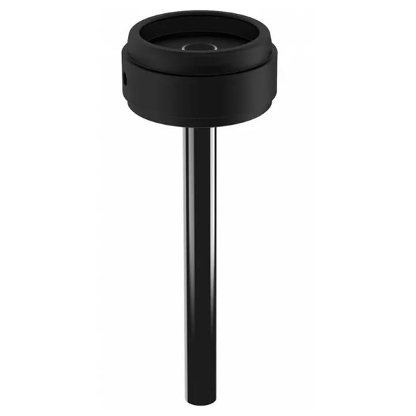 Modern black shisha pipe stem and bowl on white background, hookah accessory