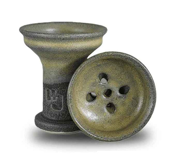 Ceramic hookah bowl with sandy finish and multiple holes for shisha smoking