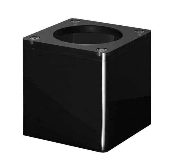 Black replacement shisha base component with a square design and circular opening