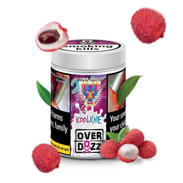 Kooliche hookah tobacco tin with lychee fruit and colorful label