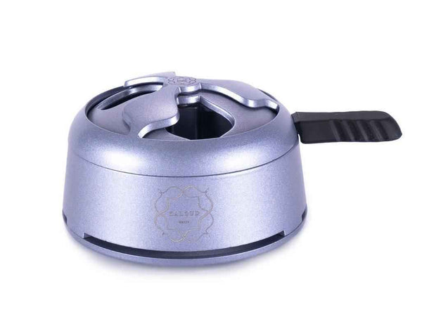 Purple Kaloud Lotus I hookah heat management device with side handle on white background