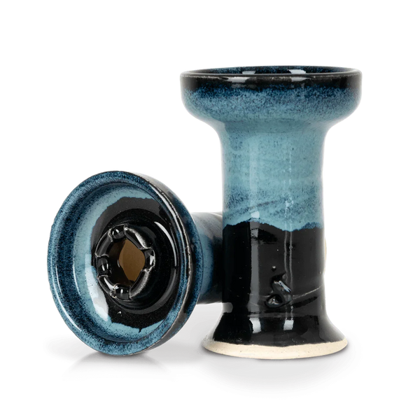 Ceramic shisha bowl with blue and black glaze for hookah setup