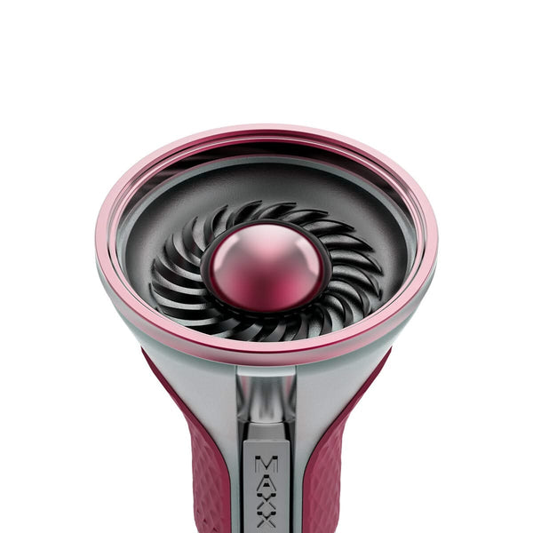 Black and pink shisha bowl with spiral design, hookah accessory, modern style