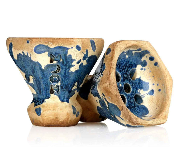 Ceramic hookah bowl with blue aquamarine glaze and multiple airflow holes